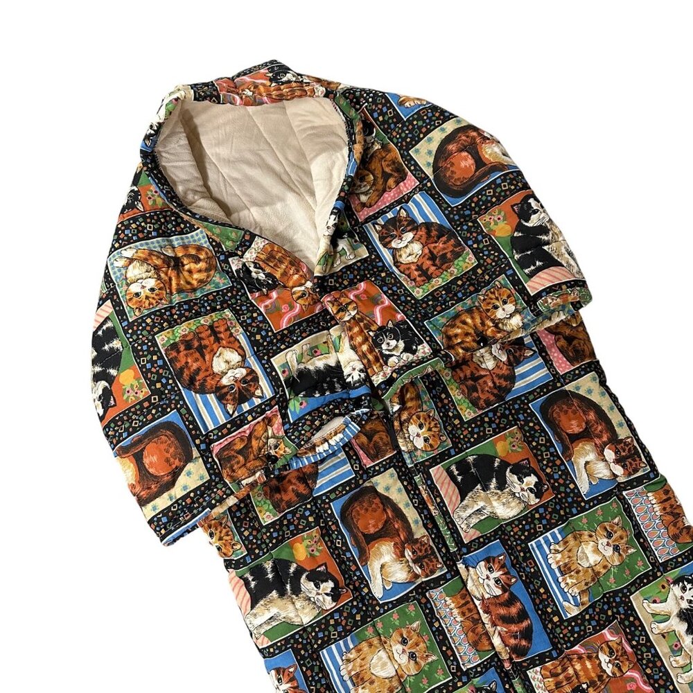 Vintage Kitty Cat Sleeping Bag Convertible Stadium Blanket Barclay Bundle Up 70s